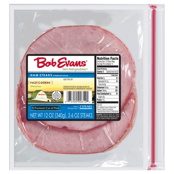 Bob Evans Fully Cooked Ham Steaks, 2 Pack