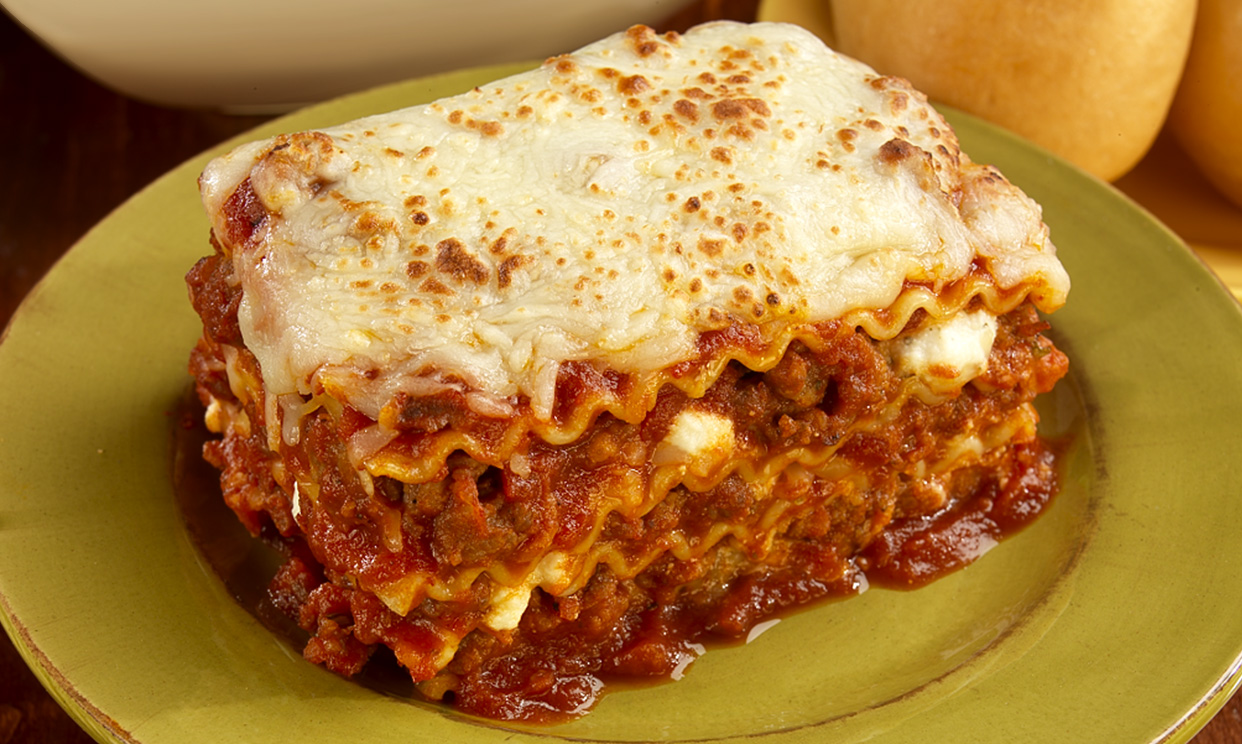 A square of Italian sausage lasagna