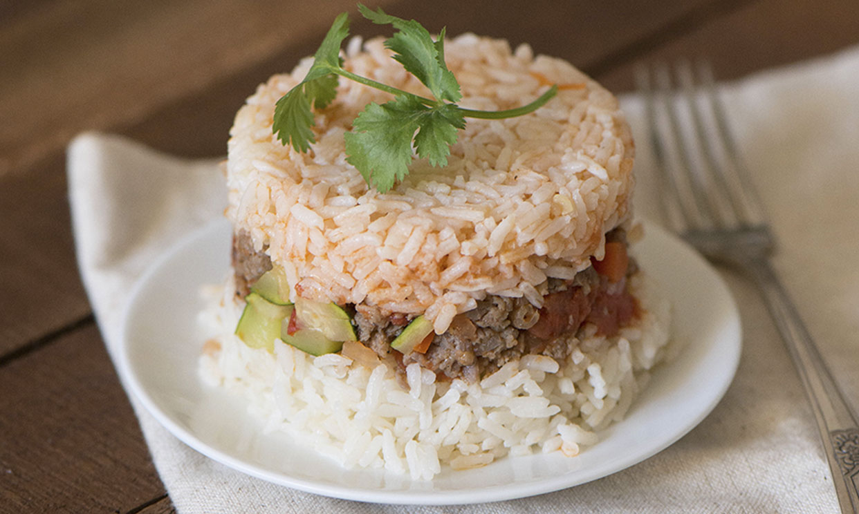 Arroz tapado with sausage