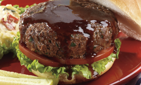 Sausage & Beef Burger with BBQ Sauce