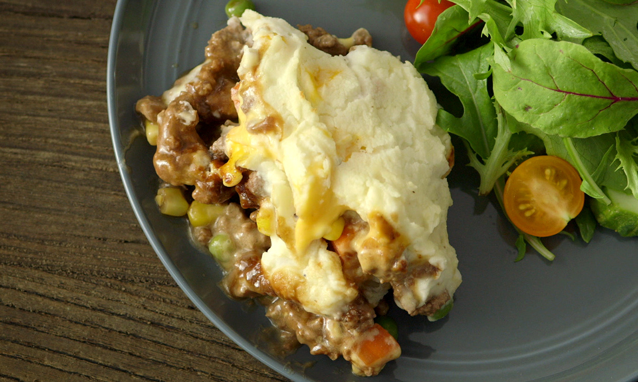 Bob Evans Skillet Shepherd's Pie with a side salad