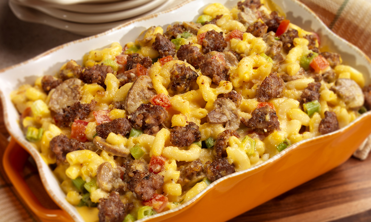 Country sausage macaroni and cheese