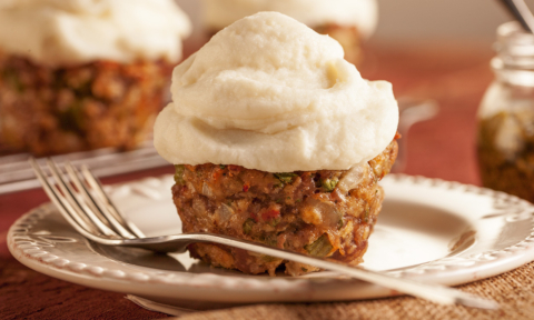 Mini Italian Sausage Meatloaf with Mashed Potatoes
