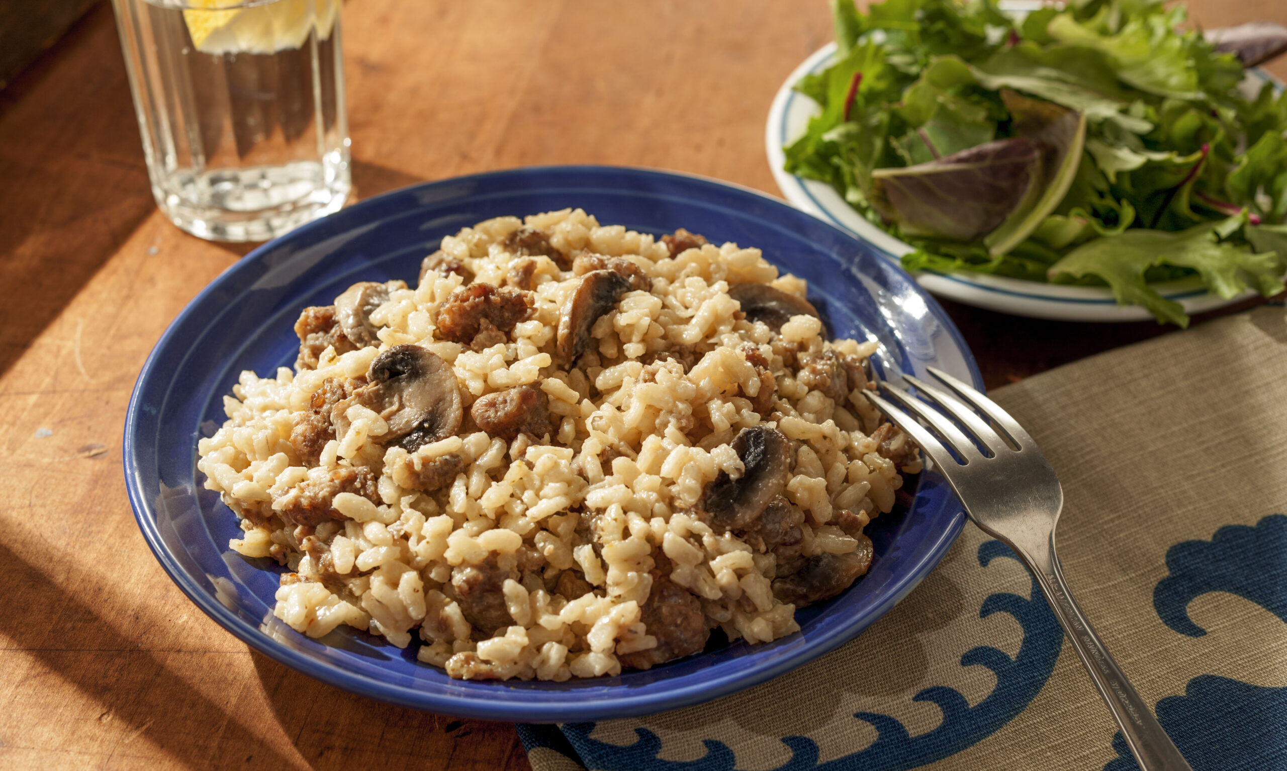 Italian sausage and mushroom risotto