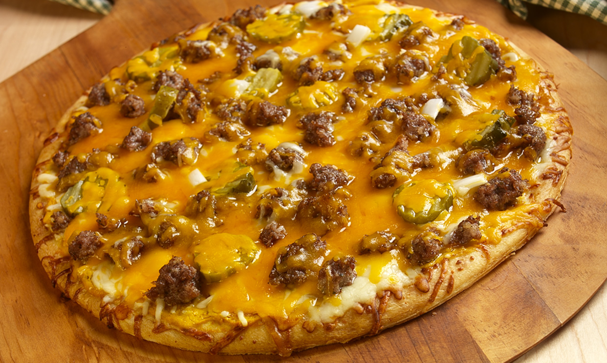 Sausage cheeseburger pizza