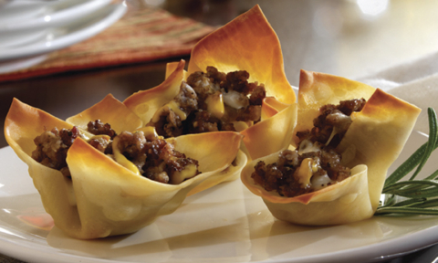 Sausage Wonton Cups