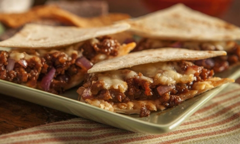 Sausage Quesadilla with BBQ Sauce