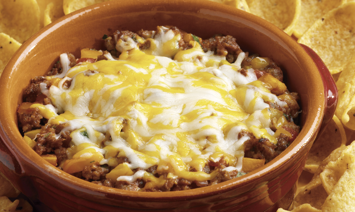 Hot Tex Mex dip with tortilla chips