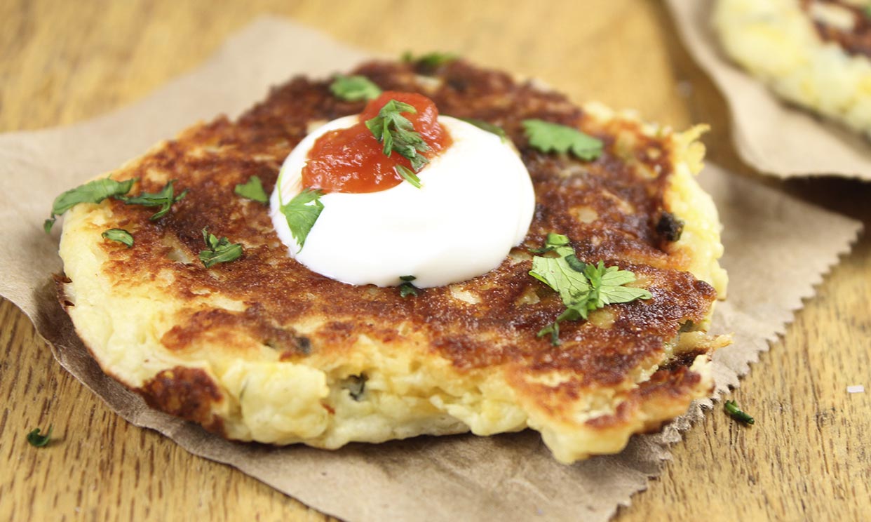 A Tex Mex mashed potato pancake