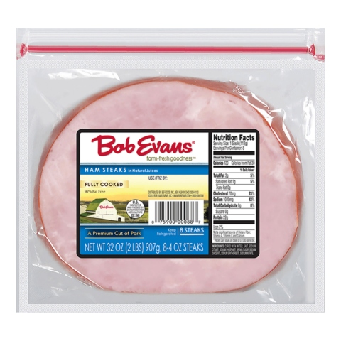 Bob Evans Fully Cooked Ham Steaks, 8 Pack