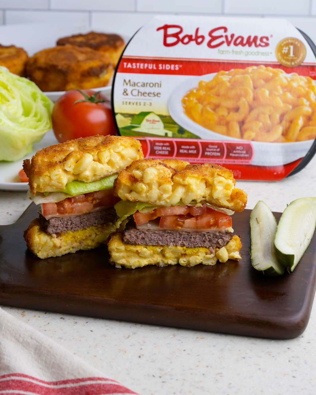 Fried Macaroni & Cheese Burger Recipe | Bob Evans Farms