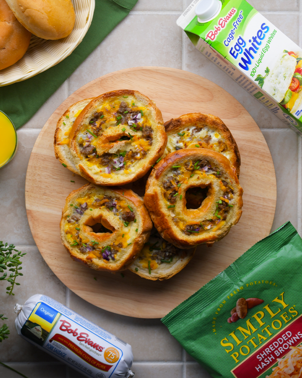 Quiche Stuffed Breakfast Bagels Recipe Bob Evans Farms