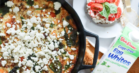Spinach Egg White Frittata with Bagel Toast