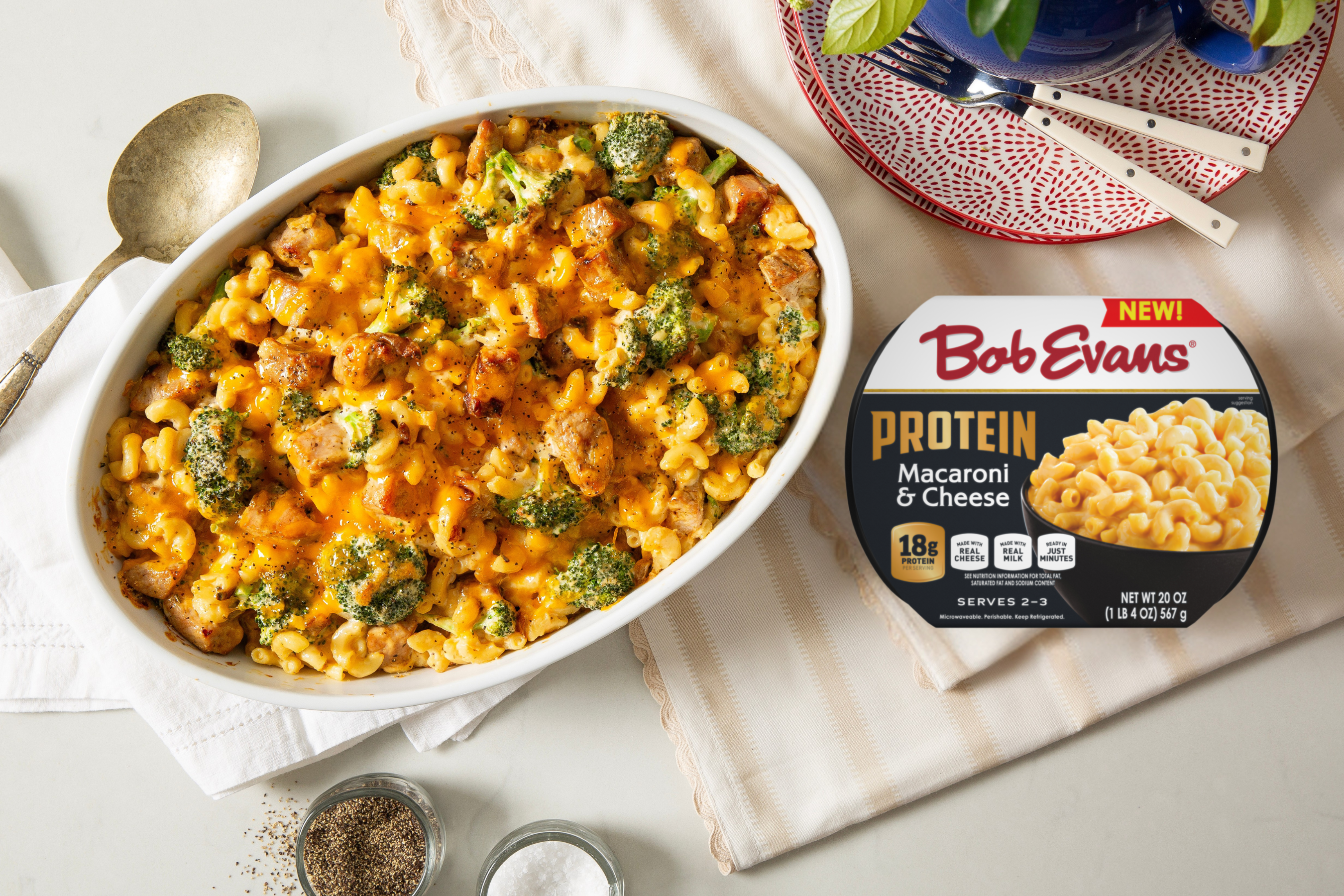 pork protein mac and cheese bake
