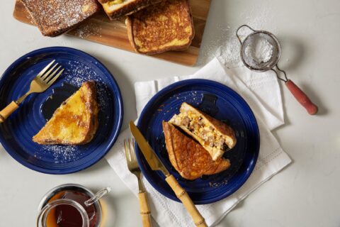 Spicy Sausage, Egg and Cheese Stuffed French Toast