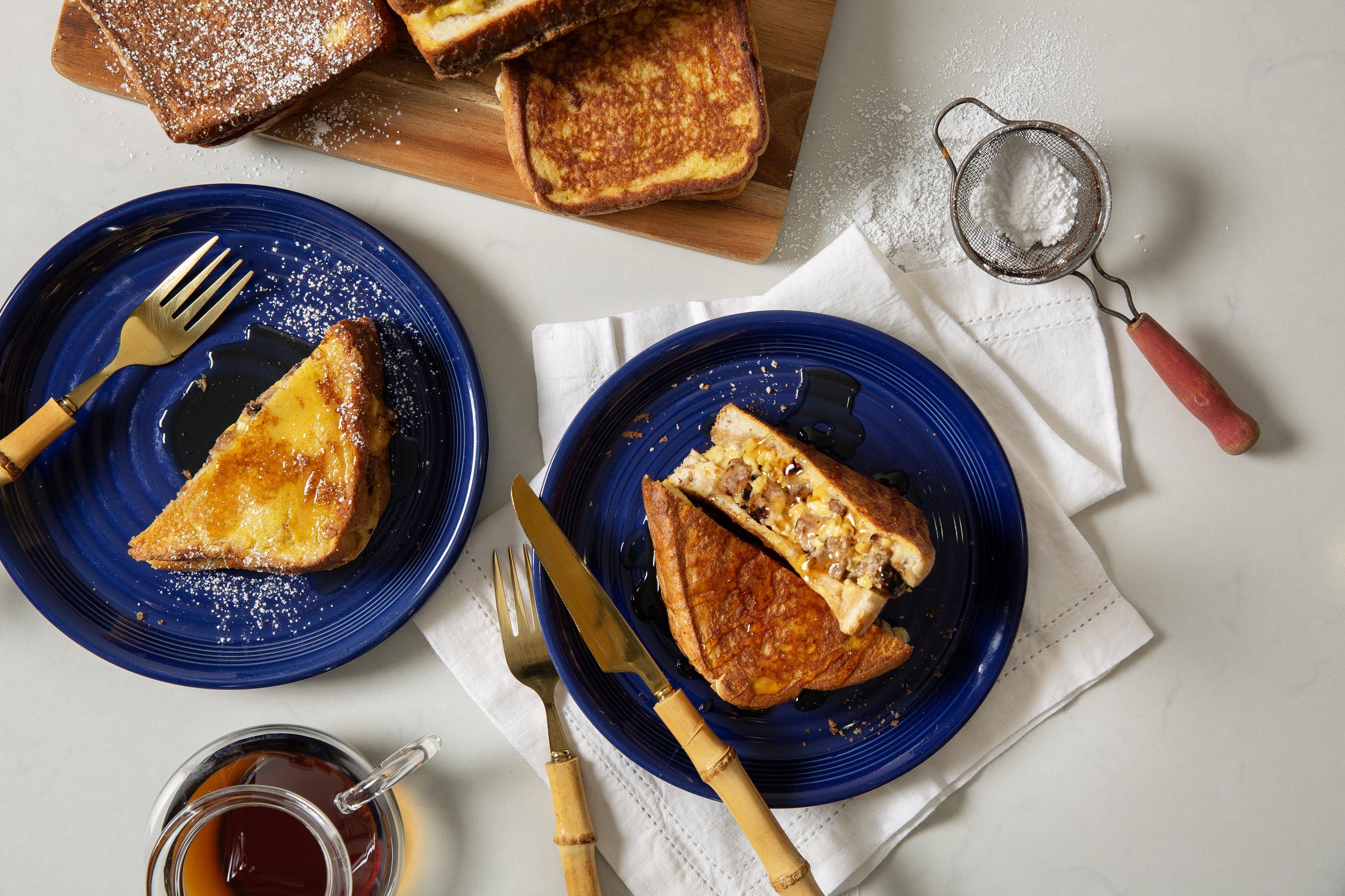 spicy sausage and egg stuffed french toast