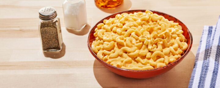 Photo of a bowl of macaroni and cheese