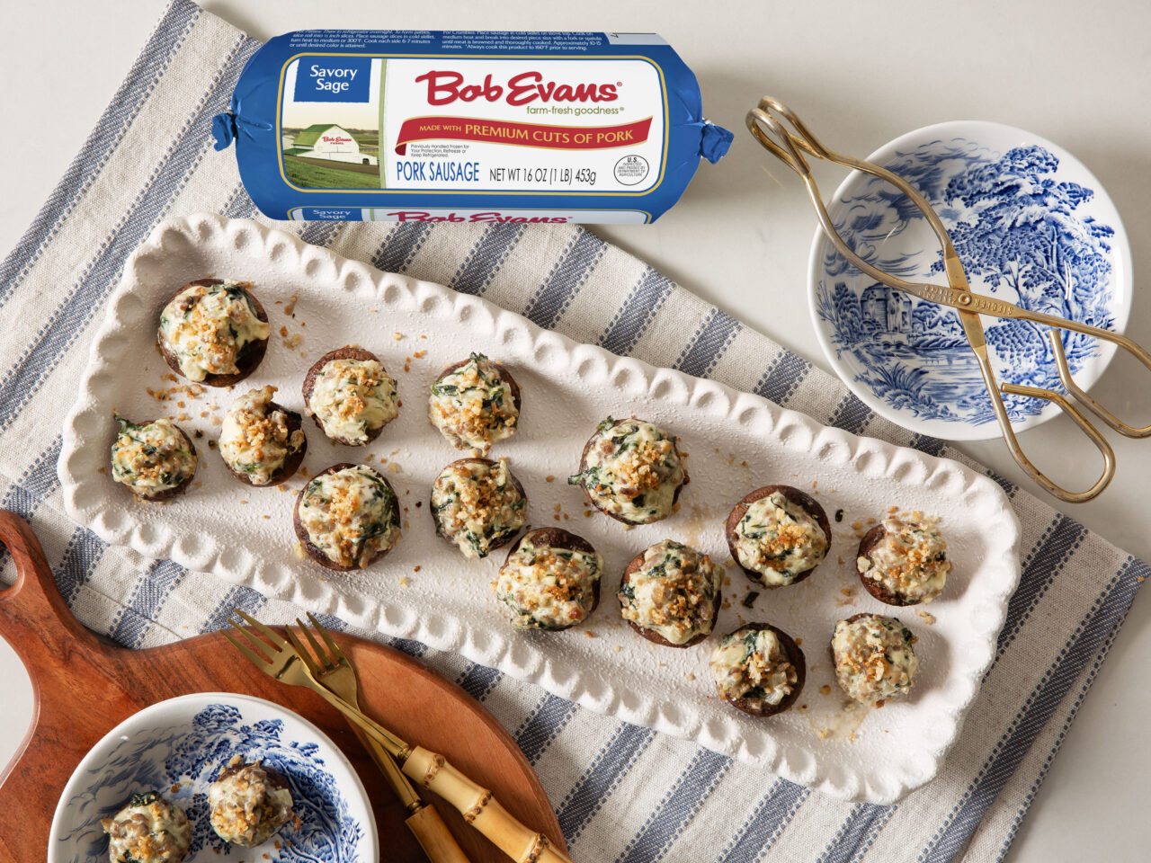 Blue Cheese and Sausage-Stuffed Mushrooms | Bob Evans