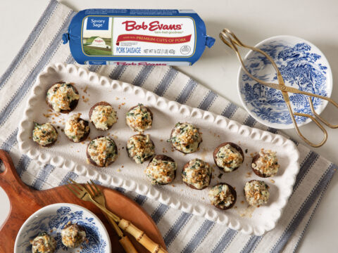 Blue Cheese and Sausage-Stuffed Mushrooms