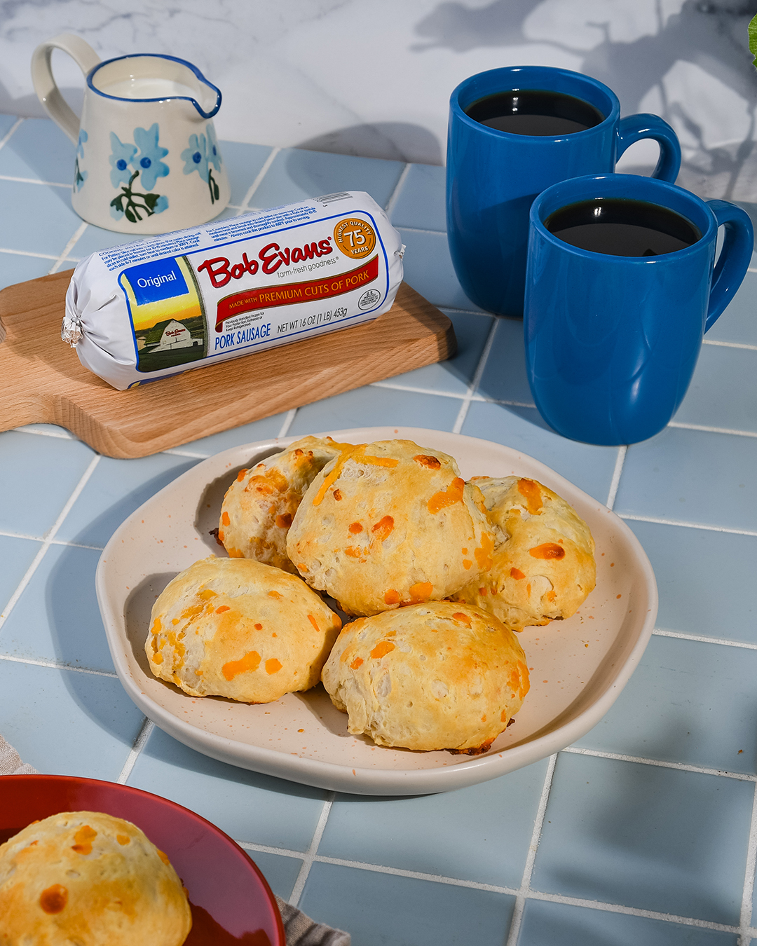 Sausage stuffed cheddar biscuits bites
