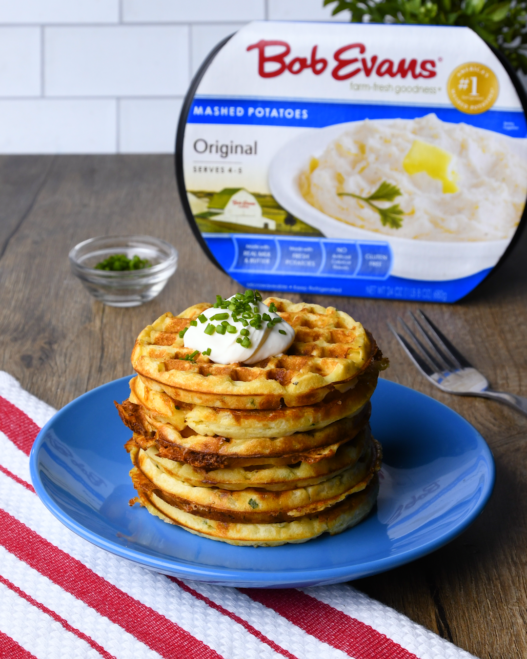 mashed potato waffle stack
