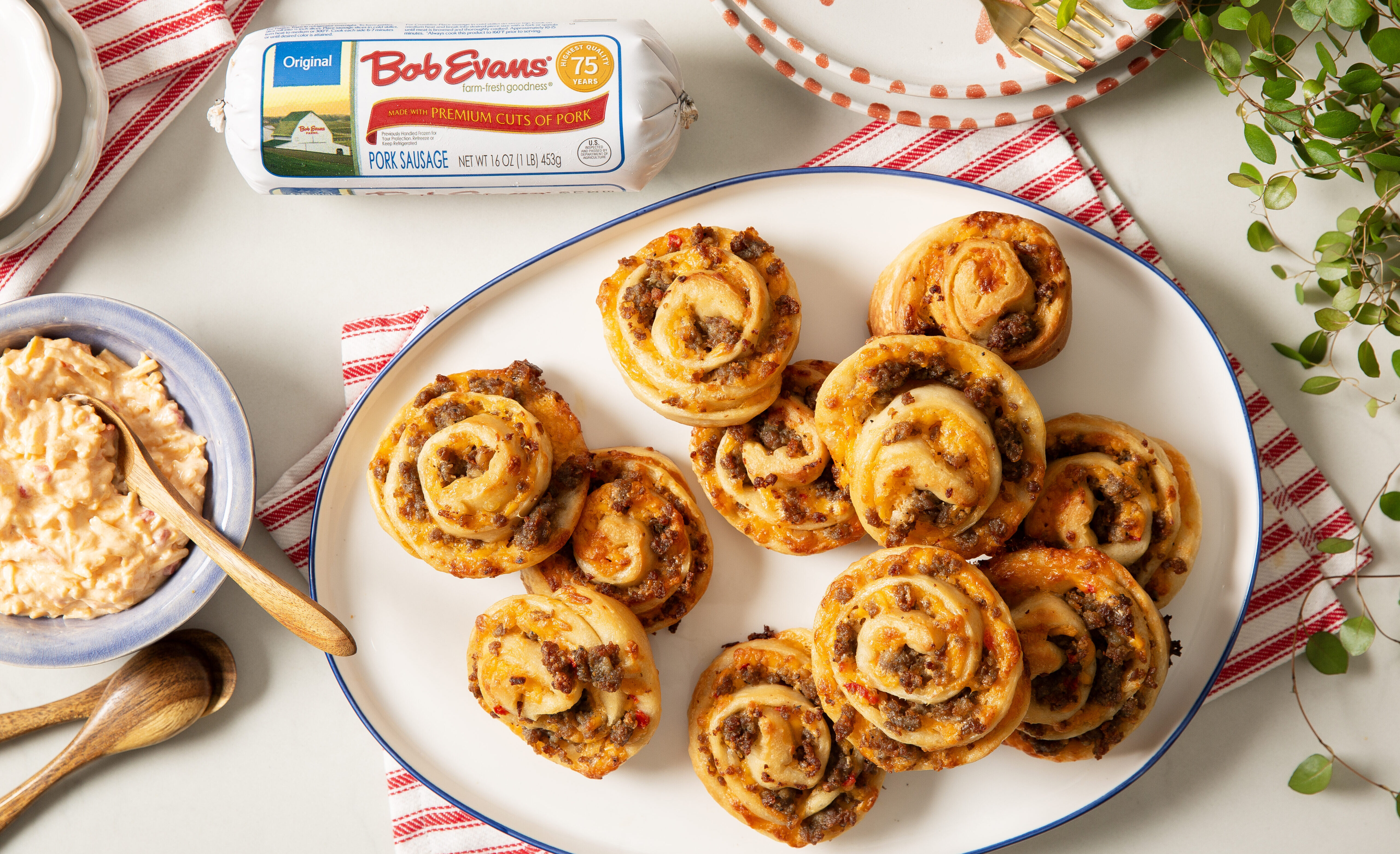 Pimiento Cheese and Sausage Pinwheels