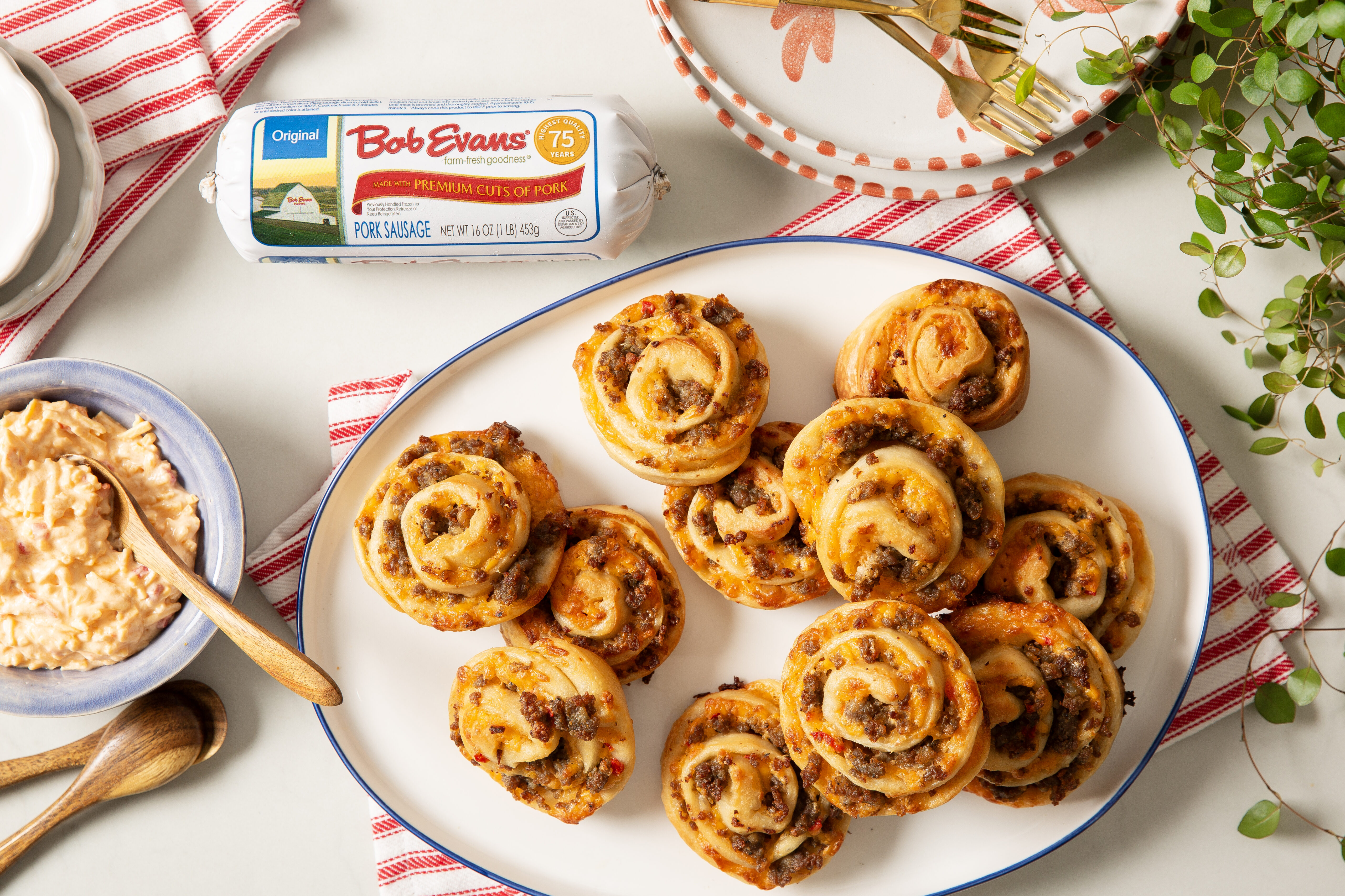 Pimiento Cheese and Sausage Pinwheels