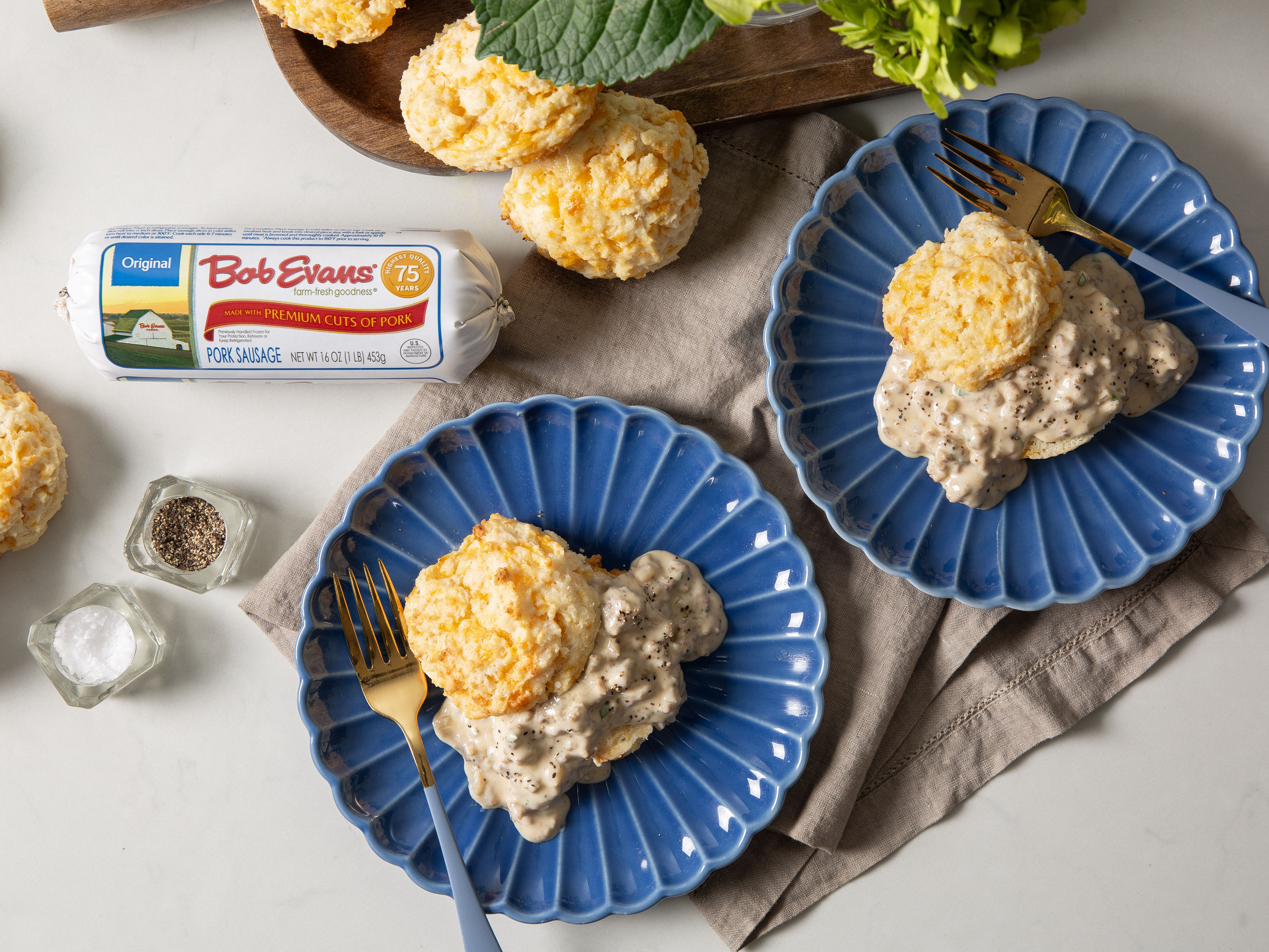 Cheddar Drop Biscuits with Hot-Honey Sausage Gravy