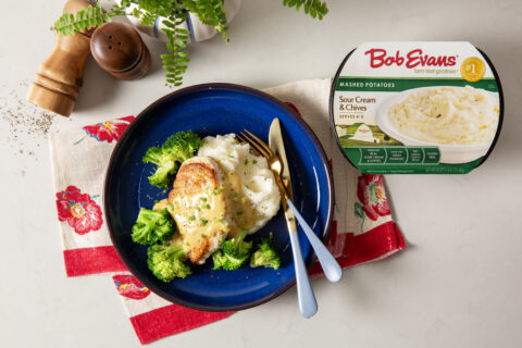 Cheddar Broccoli Chicken and Mashed Potatoes