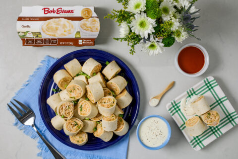 Garlic Mashed Potato Buffalo Chicken Wraps
